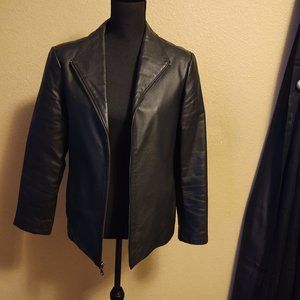 Shaver Lake Black Zip up Leather jacket Size Sm